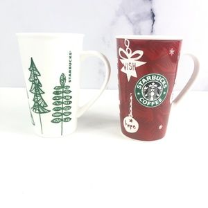 Lot of 2 Starbucks Coffee Mugs Christmas Cups